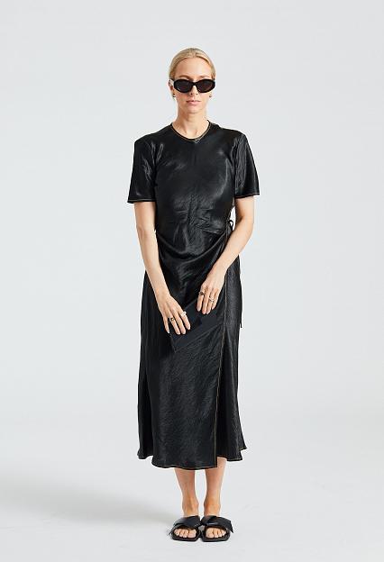 Acne Studios Satin Wrap Dress Black FN-WN-DRES000991 