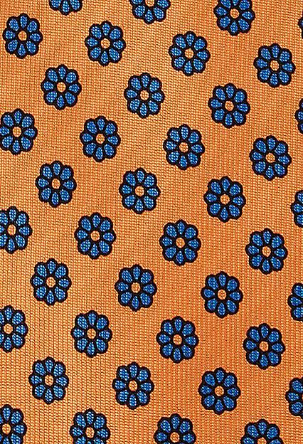 Viola Milano Floral Pattern Selftipped Silk Tie Orange