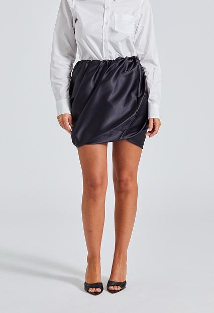 Ganni Double Satin Mini Skirt Black