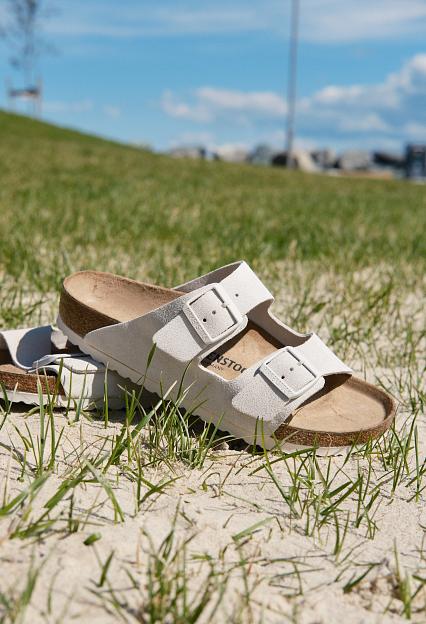 Birkenstock Arizona Suede Leather Antique White