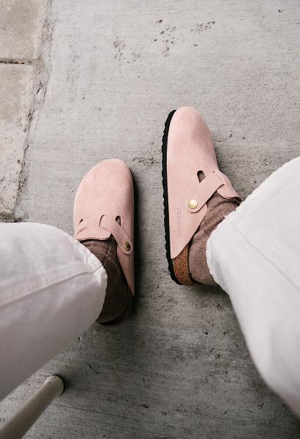Birkenstock Boston Suede Leather Light Rose
