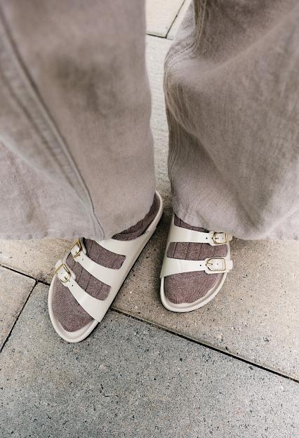 Birkenstock Florida Fresh Natural Leather Patent High-Shine Ecru
