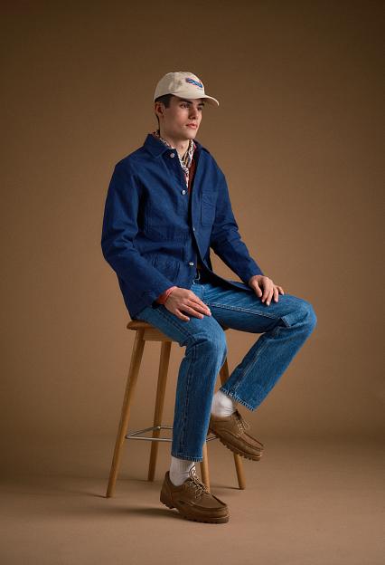 Drakes Duck Cotton Canvas Chore Navy