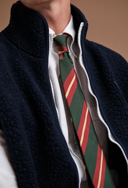 Drakes Sandwich Stripe Mogador Tie Green/Red