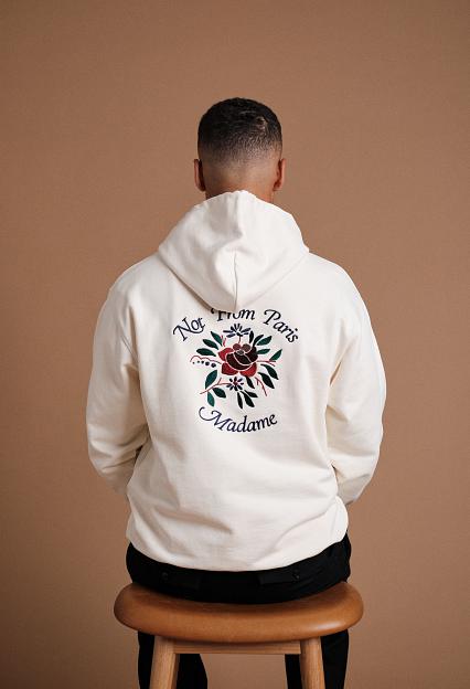 Drôle de Monsieur Le Hoodie Slogan Fleurs Cream