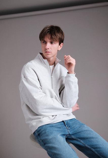 Holzweiler Mezzanine Half Zip Lt Grey Mix