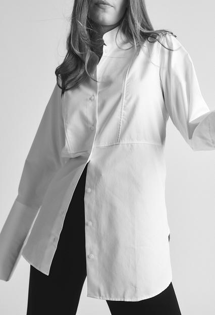 Julie Josephine High Cuff Tuxedo Shirt White 