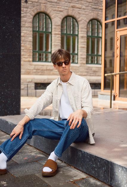 Norse Projects Ole Oversized Striped Shirt Chestnut