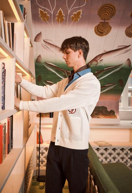 Drôle de Monsieur Le Cardigan Monogramme Cream