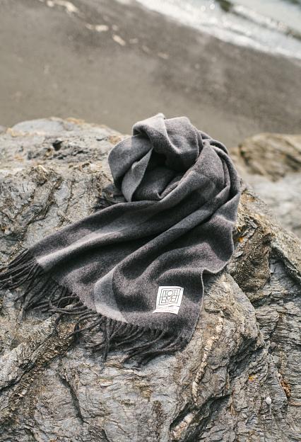 Toteme Monogram Jacquard Wool Scarf Grey