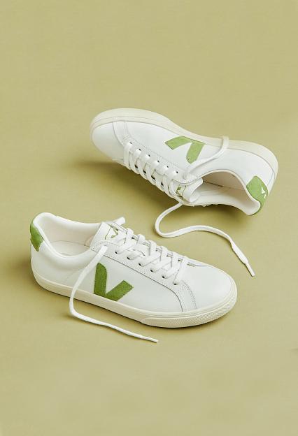 Veja Esplar Logo Leather Extra White Kiwi