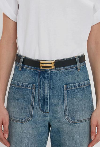 Victoria Beckham Regular Frame Belt Black Smooth Leather