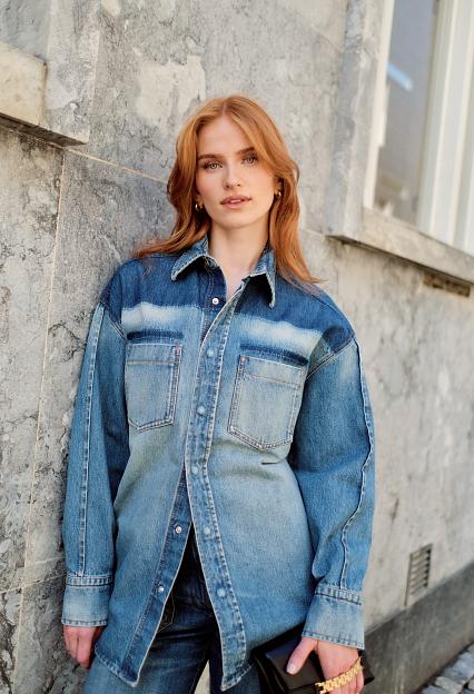 Victoria Beckham Oversized Denim Shirt Broken Vintage Wash