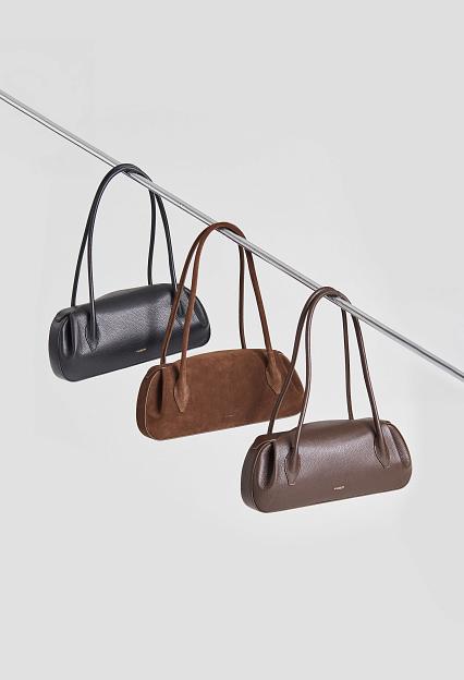 YUZEFI Oyster Shoulder Bag Pebble Grain Espresso