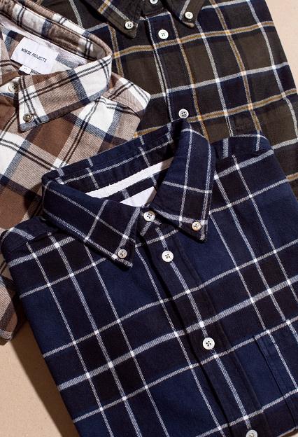 Norse Projects Anton Brushed Flannel Check Dark Navy