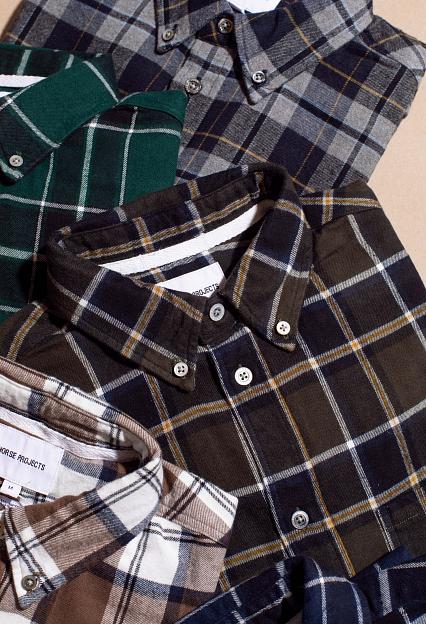 Anton Brushed Flannel Check Beech Green
