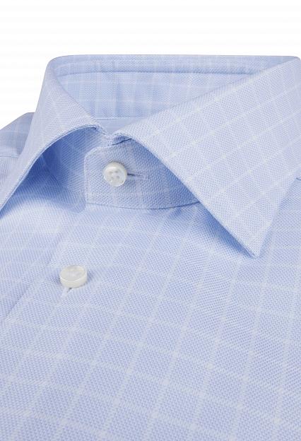 Stenströms Light Blue Checked Twill Shirt Fitted Body