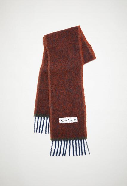 Striped embroidered monogram silk scarf creme - Totême