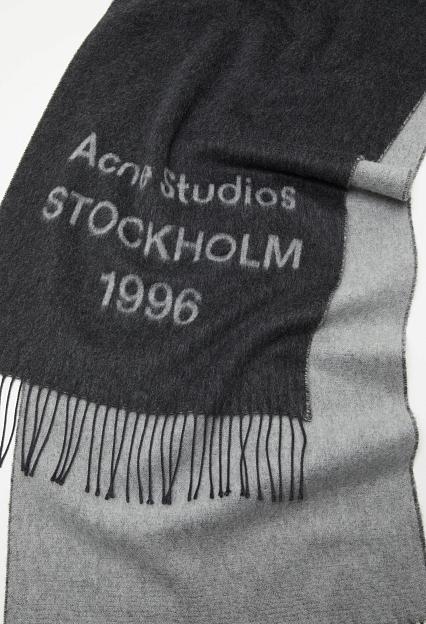 Acne Studios Logo Jacquard Scarf Black/White FN-UX-SCAR000432