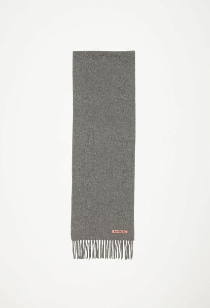 Acne Studios Fringe Wool Scarf Skinny Grey Melange FN-UX-SCAR000219