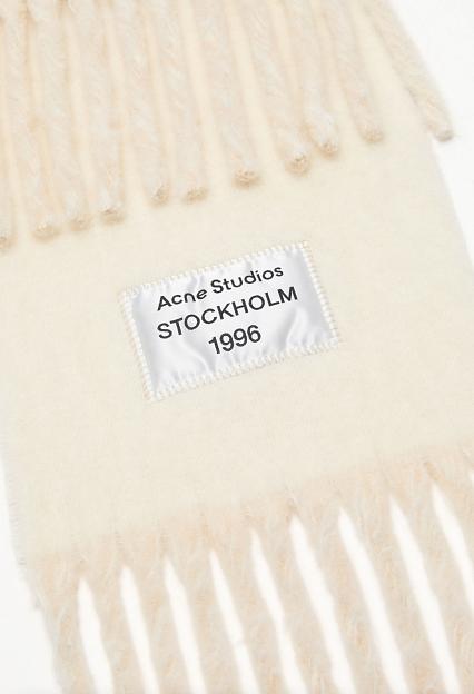 Acne Studios Fringed Scarf Logo Label FN-UX-SCAR000399 White/Beige