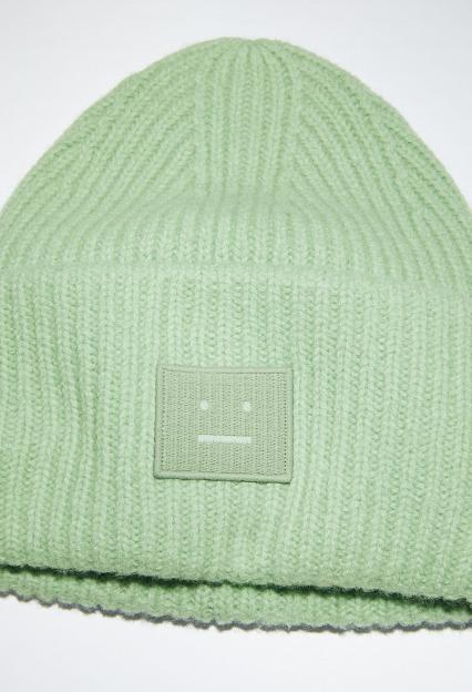 Acne Studios Large Face Logo Beanie Spring Green FA-UX-HATS000063