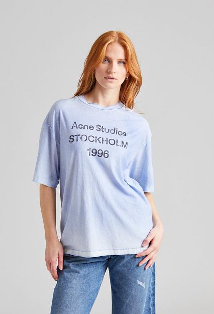 Acne Studios Logo T-shirt Relaxed Fit Dusty Blue FN-UX-TSHI000013