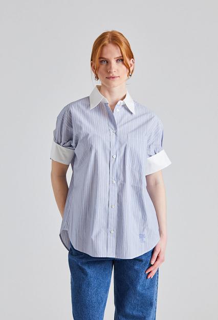Acne Studios Short Sleeve Shirt Blue/White FN-WN-BLOU001135