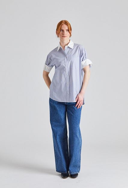 Acne Studios Short Sleeve Shirt Blue/White FN-WN-BLOU001135