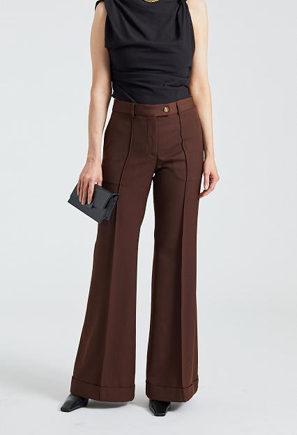 Tailored Flared Trousers Chestnut Brown FN-WN-TROU001062