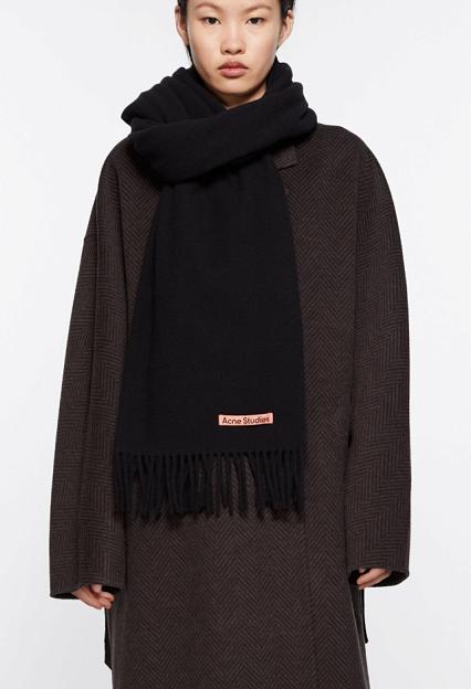 Acne Studios Fringe Wool Scarf Black FN-UX-SCAR000217 