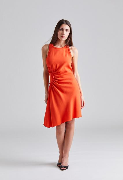 Acne Studios Sleeveless Gather Detail Mini Dress Scarlet 