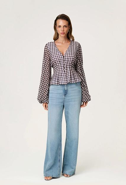 Adoore Palena Blouse Brown Gingham