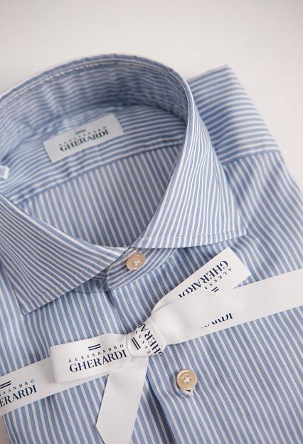 Alessandro Gherardi Regular Slim Twill Wide Blue Stripe