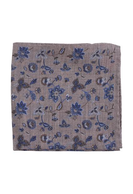 Amanda Christensen Floral Pattern Wool Pocket Square Beige