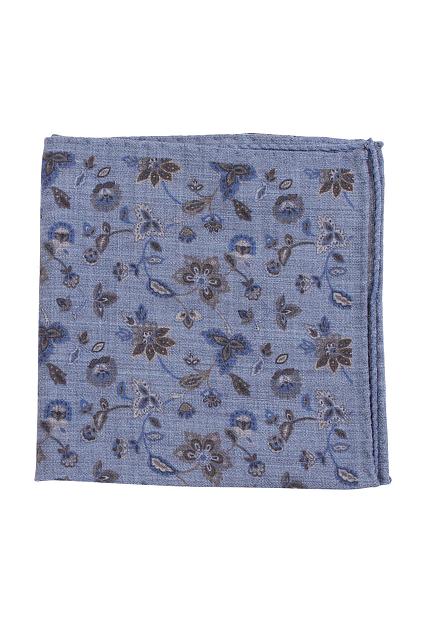 Amanda Christensen Floral Pattern Wool Pocket Square Blue