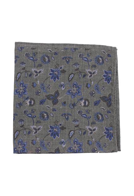 Amanda Christensen Floral Pattern Wool Pocket Square Olive