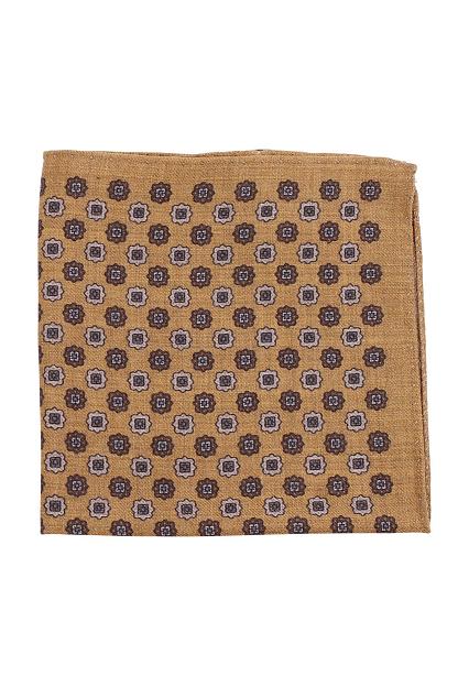 Amanda Christensen Medallion Wool Pocket Square Mustard