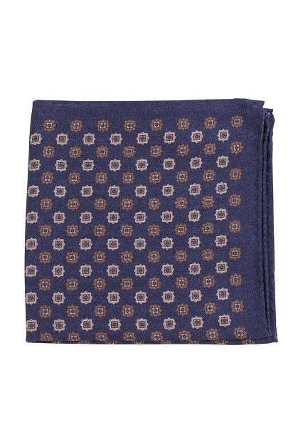 Amanda Christensen Medallion Wool Pocket Square Navy