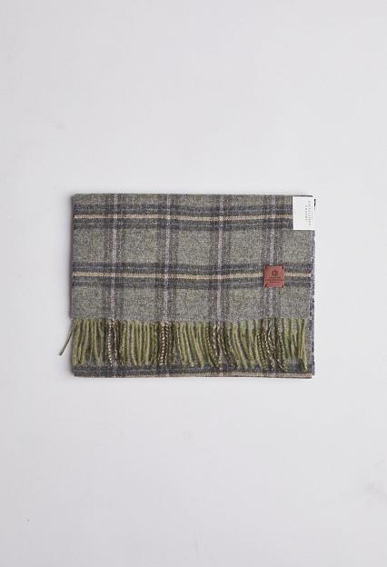 Amanda Christensen Classic Woven Scarf in Check Olive Melange