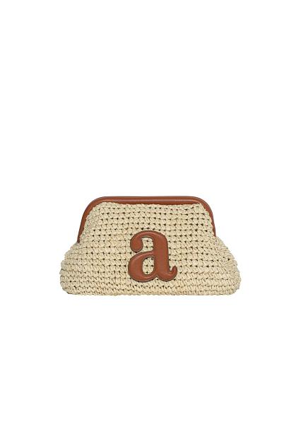 Arnie Says Raffia Clutch Beige