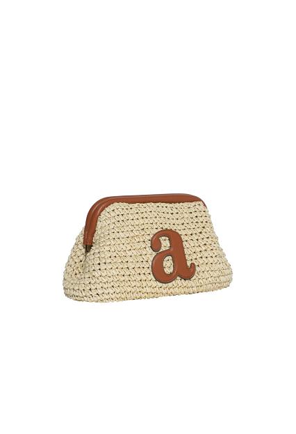 Arnie Says Raffia Clutch Beige