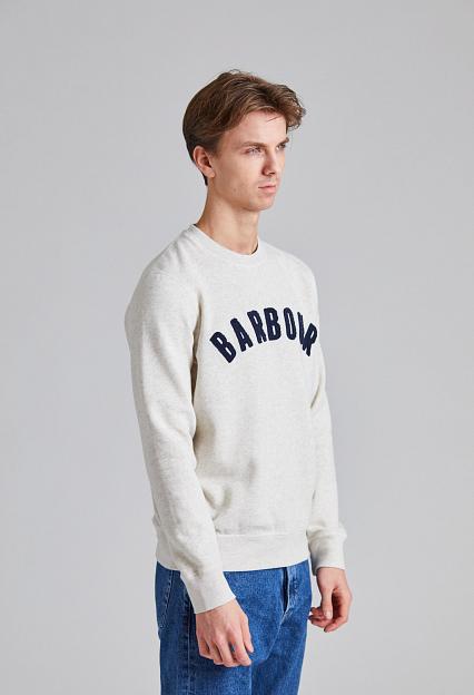 Barbour Prep Logo Crew Neck Sweatshirt Ecru Marl