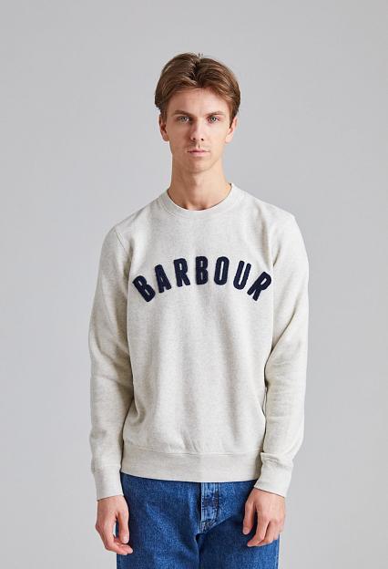 Barbour Prep Logo Crew Neck Sweatshirt Ecru Marl