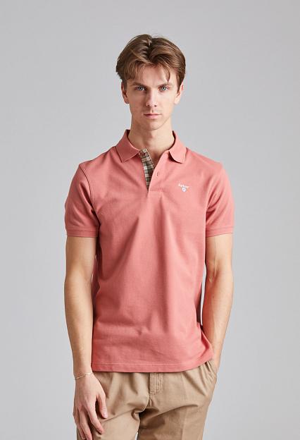 Barbour Tartan Pique Polo Shirt Pink Clay