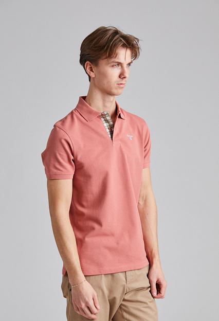 Barbour Tartan Pique Polo Shirt Pink Clay