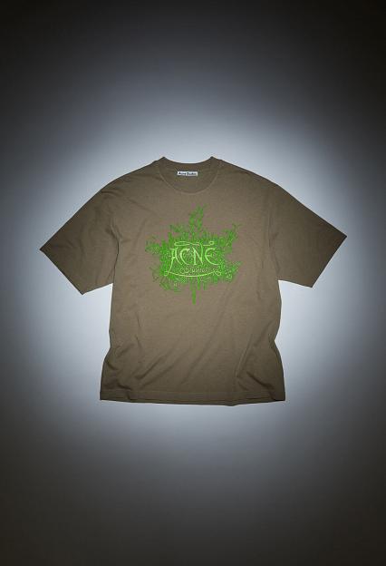 Acne Studios Glow In The Dark Logo T-shirt Dark Beige FN-MN-TSHI000530