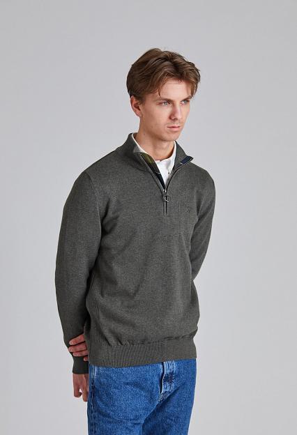Barbour Cotton Half Zip Dk Olive