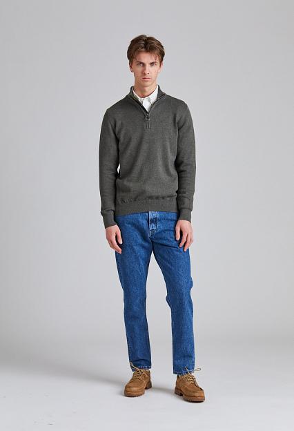Barbour Cotton Half Zip Dk Olive