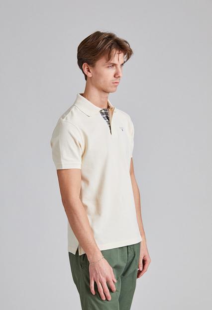 Barbour Tartan Pique Polo Shirt Antique White